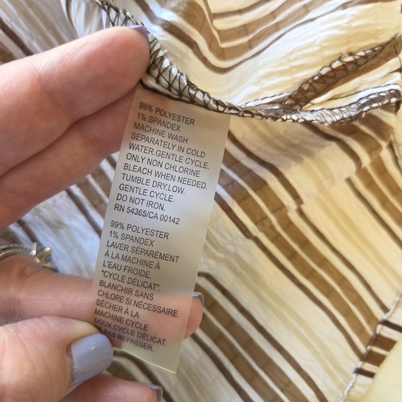 ‼️3/$30‼️ BUTTON DOWN BLOUSE MULTI BROWN COLORS STRIPED 16P - Picture 9 of 10